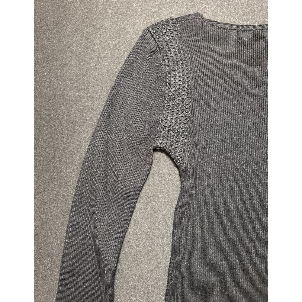 House of Harlow 1960 Black Long Sleeve V-Neck Ribbed Knit Bodysuit Womens Medium - Picture 16 of 16